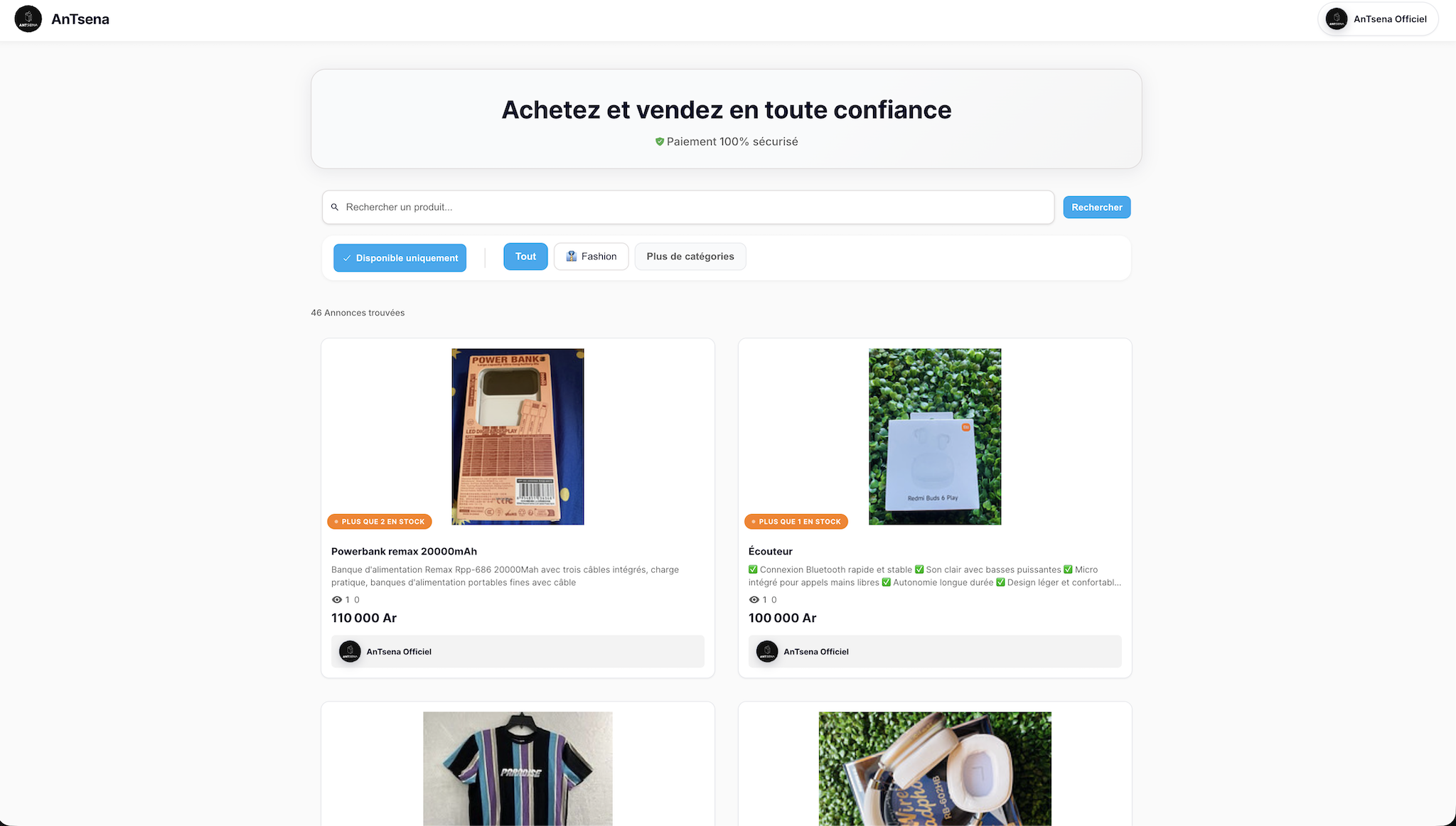 Aperçu de l'interface AnTsena